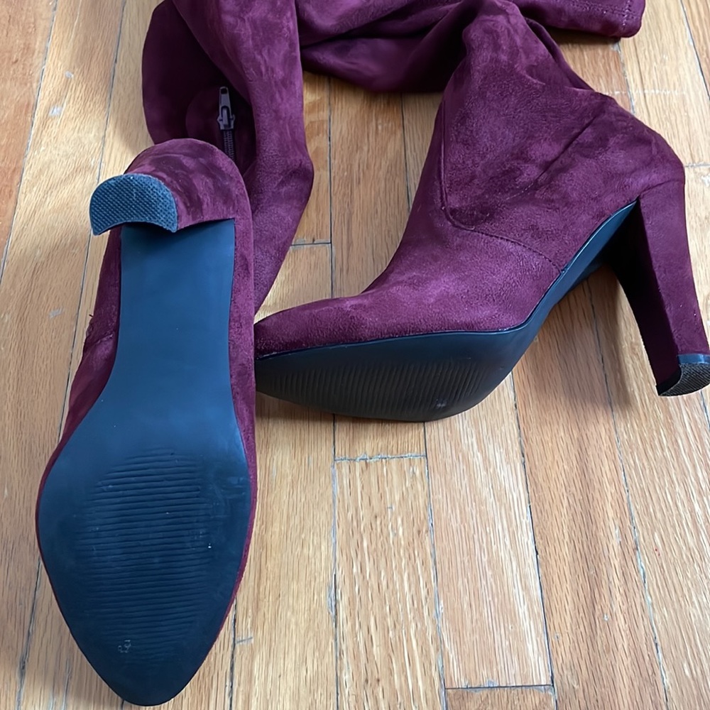 Over the knee burgundy high heel boots - Picture 10 of 10